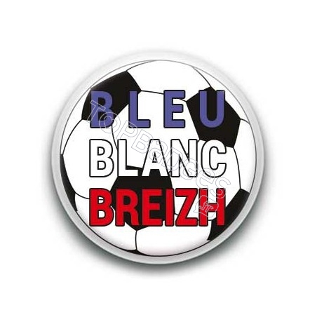 Badge ballon de foot bleu blanc breizh