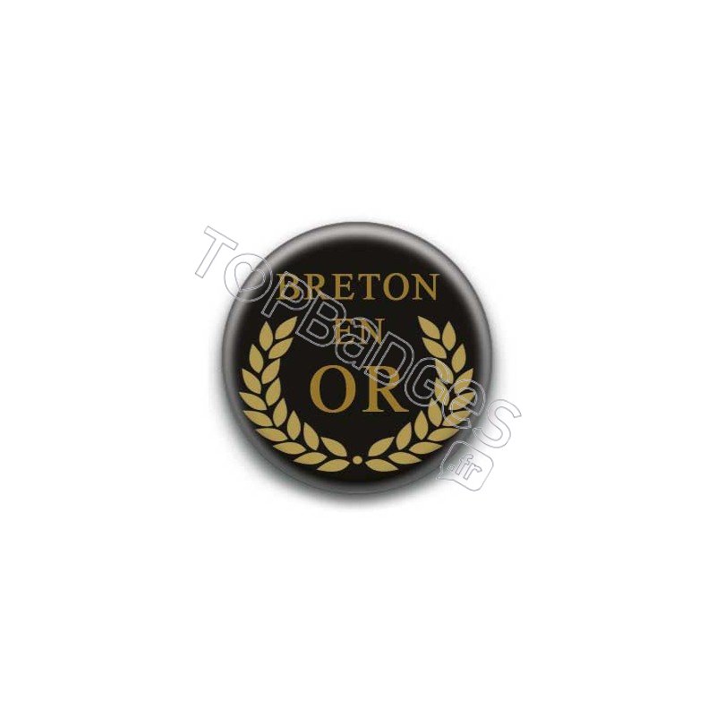 Badge breton en or fond noir