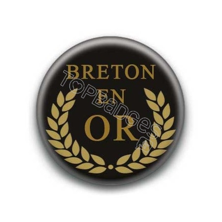 Badge breton en or fond noir
