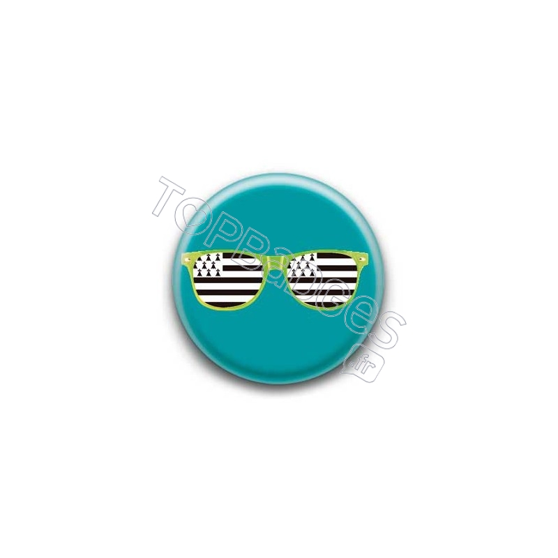 Badge Lunettes vertes drapeau breton