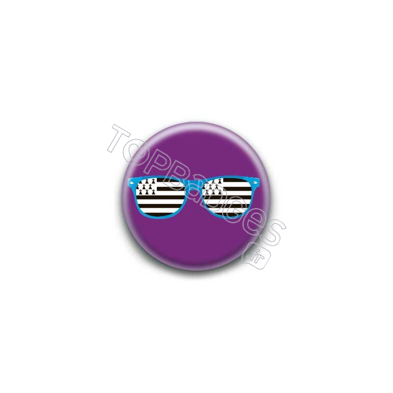 Badge Lunettes bleues drapeau breton