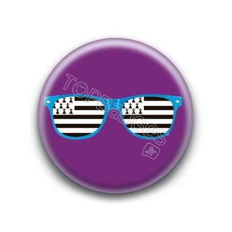 Badge Lunettes bleues drapeau breton