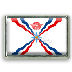Pins rectangle chromé : Drapeau des assyriens