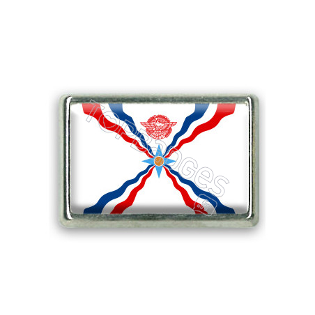 Pins rectangle chromé : Drapeau des assyriens
