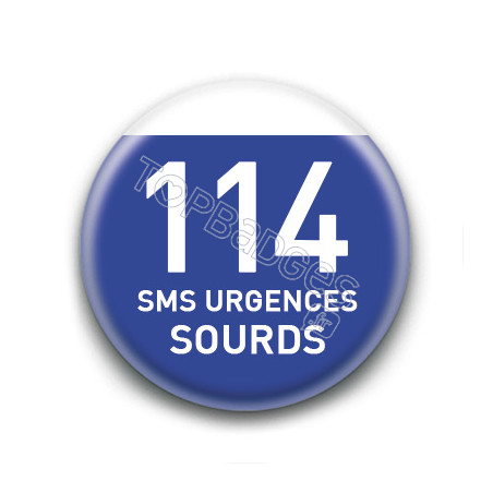 Magnet rond : 114 SMS urgences sourds