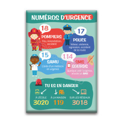 Magnet rectangle : Numéros d'urgence enfants