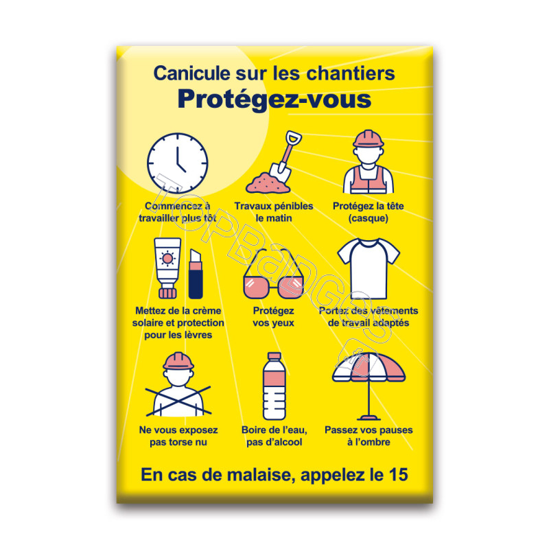 Magnet rectangle : Canicule sur les chantiers