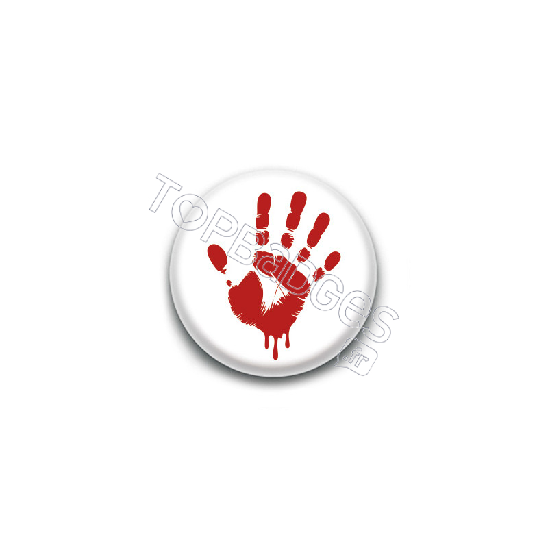 Badge : Main Rouge ( blanc)