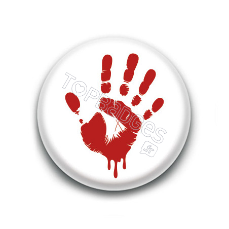 Badge : Main Rouge ( blanc)