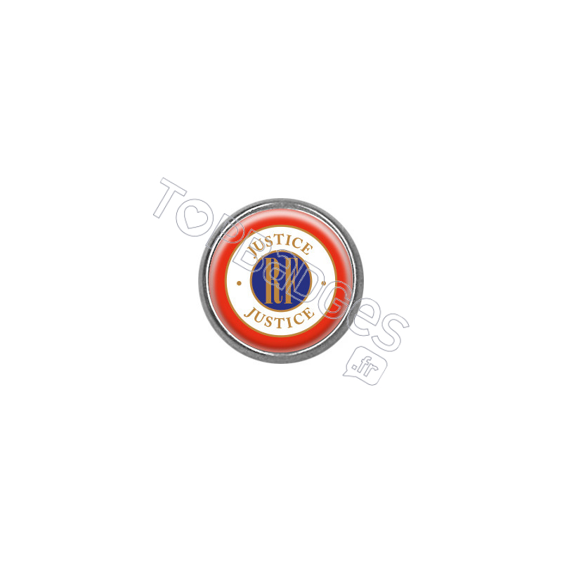 Pin's rond chromé : Justice