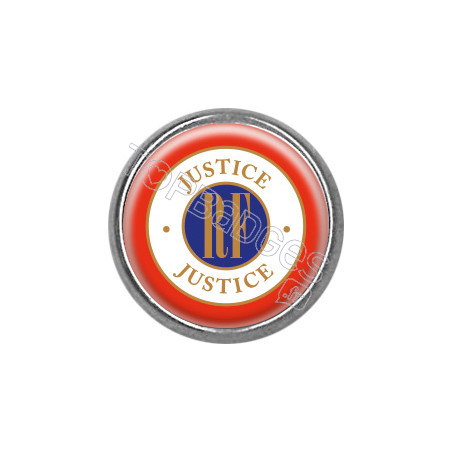 Pin's rond chromé : Justice
