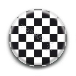 Badge Carreaux Noir et Blanc