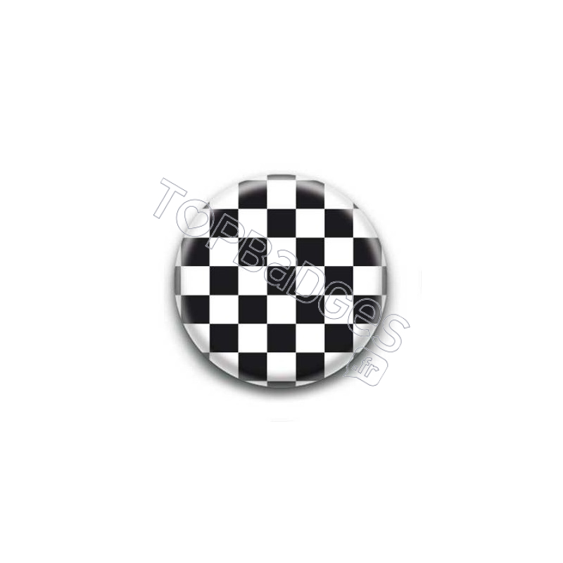 Badge Carreaux Noir et Blanc