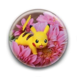 Badge Pikachu Fleurs