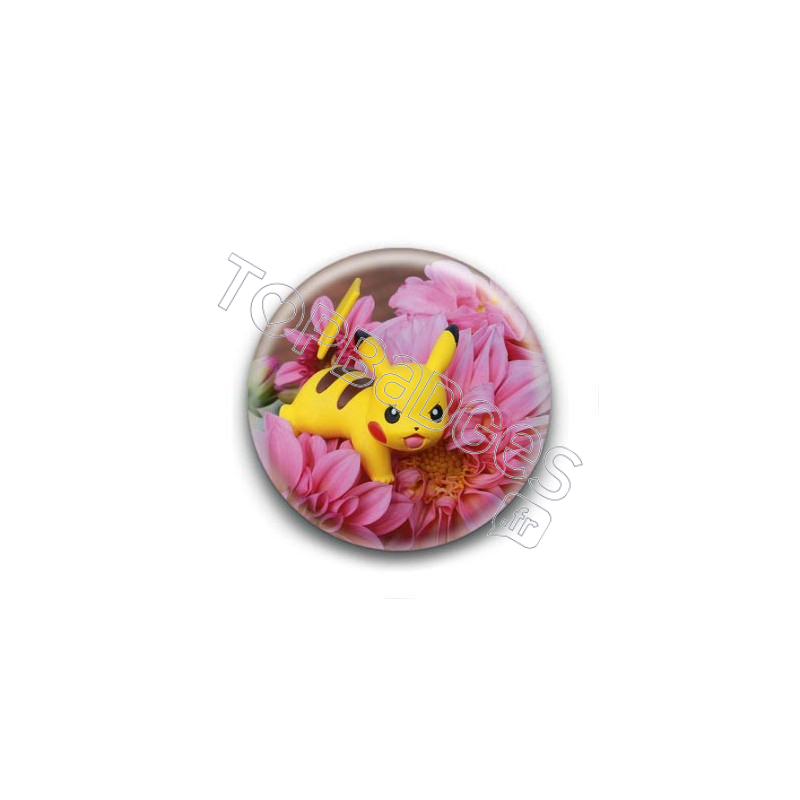 Badge Pikachu Fleurs