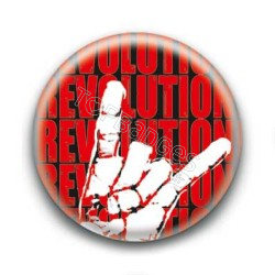 Badge Revolution rouge avec main