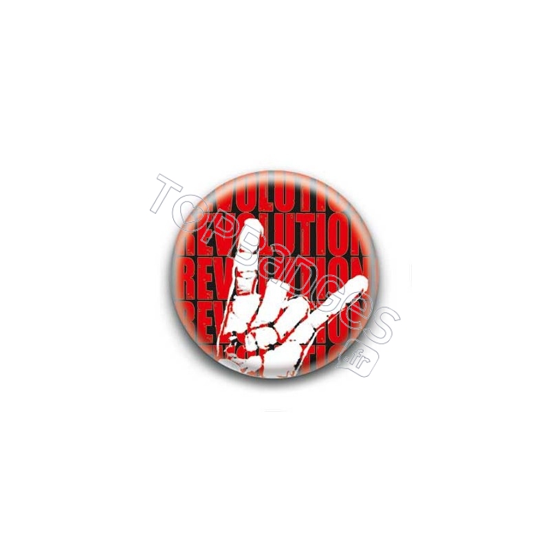 Badge Revolution rouge avec main