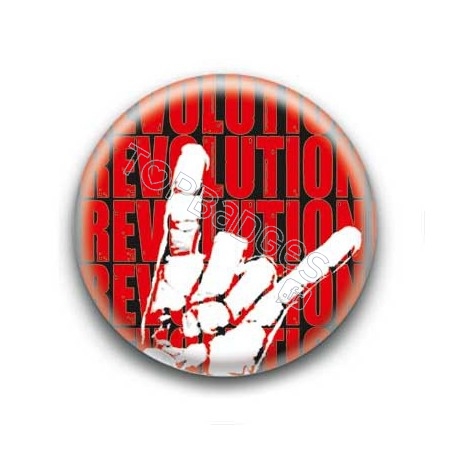 Badge Revolution rouge avec main