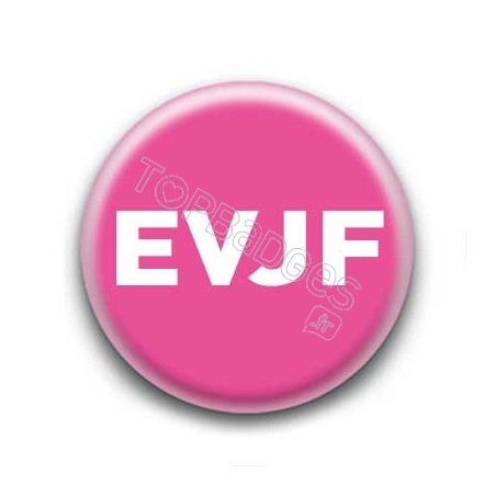 Badge EVJF blanc sur fond rose