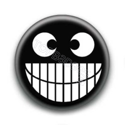 Badge : Smiley grand sourire noir