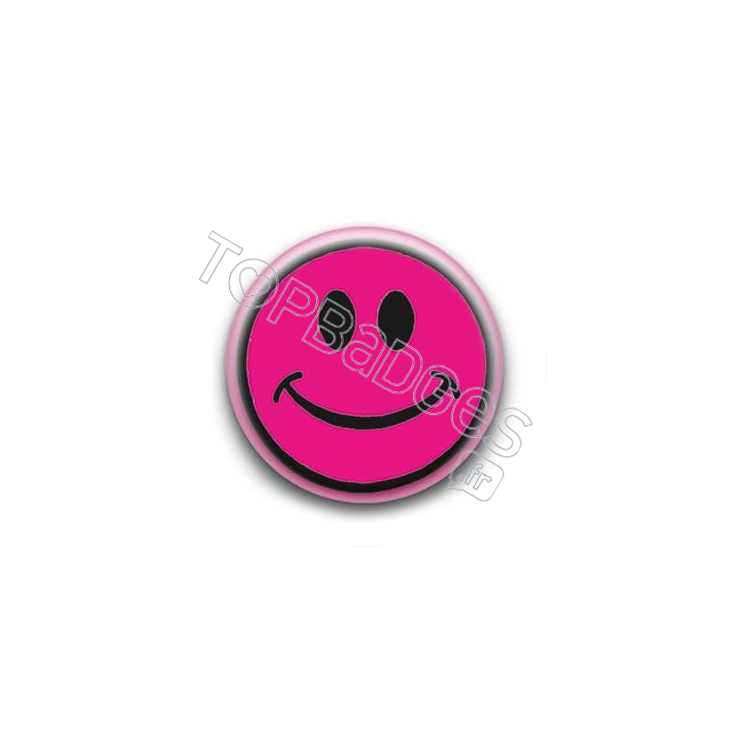 Badge : Smiley centré rose