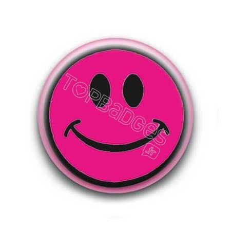 Badge : Smiley centré rose