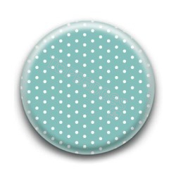 Badge Bleu Vert et Petits Pois Blancs