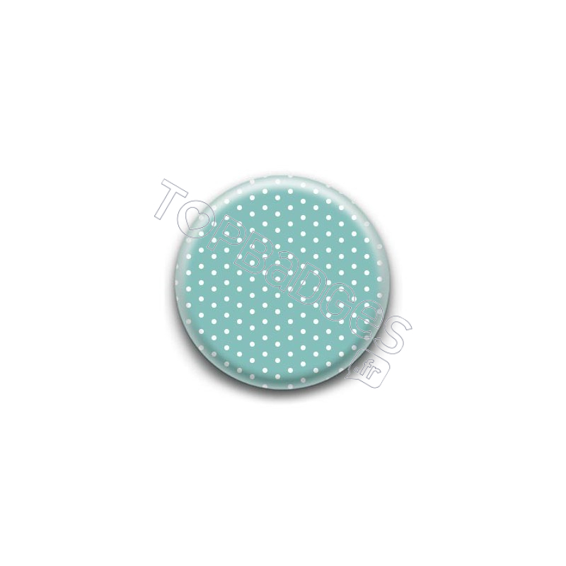 Badge Bleu Vert et Petits Pois Blancs