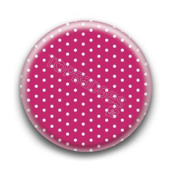 Badge Fushia et Petits Pois Blancs