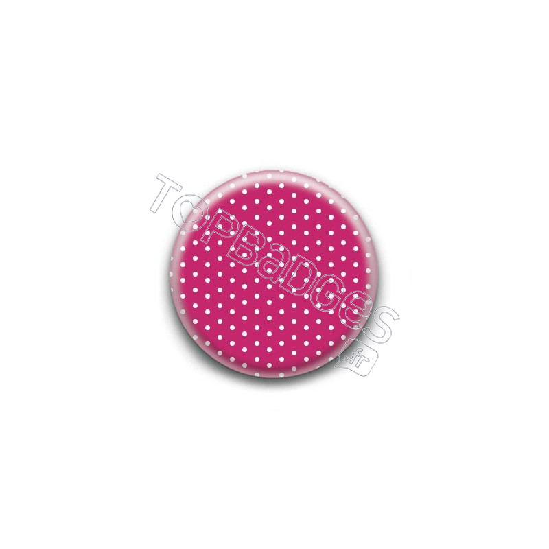 Badge Fushia et Petits Pois Blancs