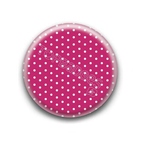 Badge Fushia et Petits Pois Blancs