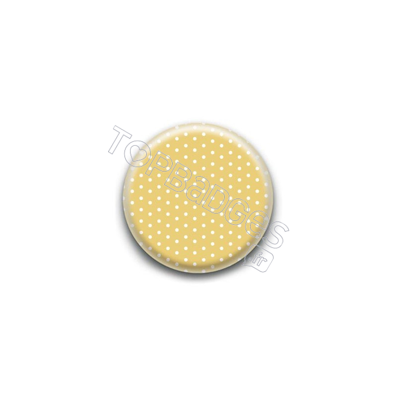 Badge Jaune Pâle et Petits Pois Blancs