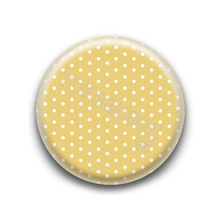 Badge Jaune Pâle et Petits Pois Blancs