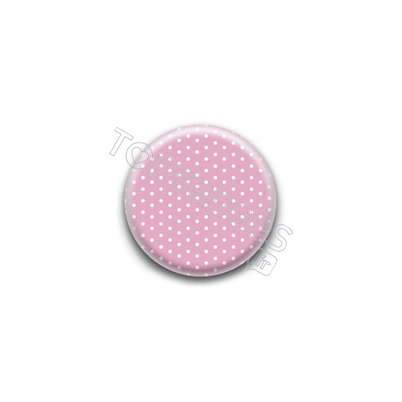 Badge Rose Pâle et Petits Pois Blancs