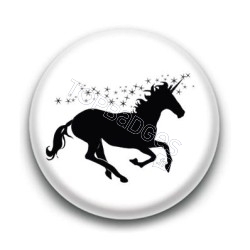 Badge : Licorne, noir et blanc