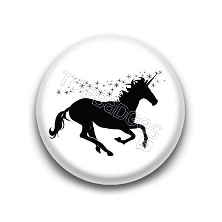 Badge : Licorne, noir et blanc