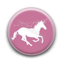 Badge : Licorne, rose et blanc