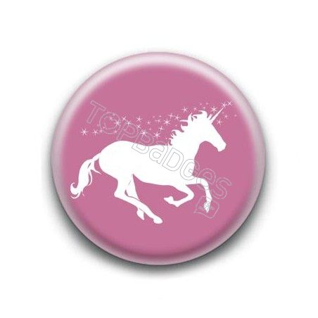 Badge : Licorne, rose et blanc