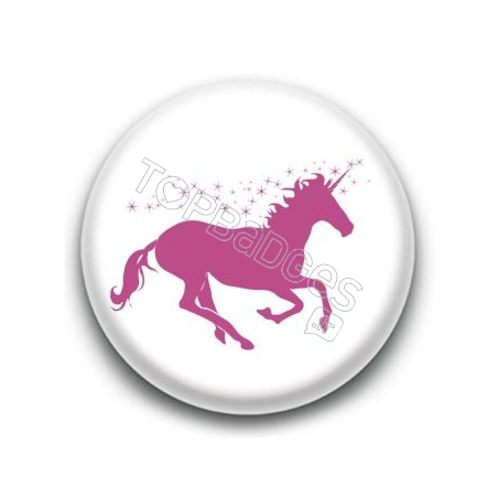 Badge : Licorne, blanc et rose