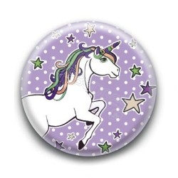 Badge : Licorne, fond violet