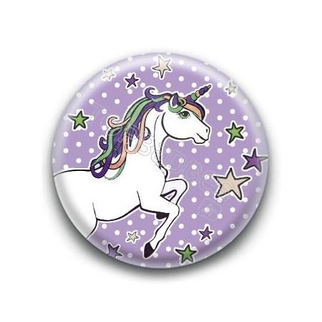 Badge : Licorne, fond violet