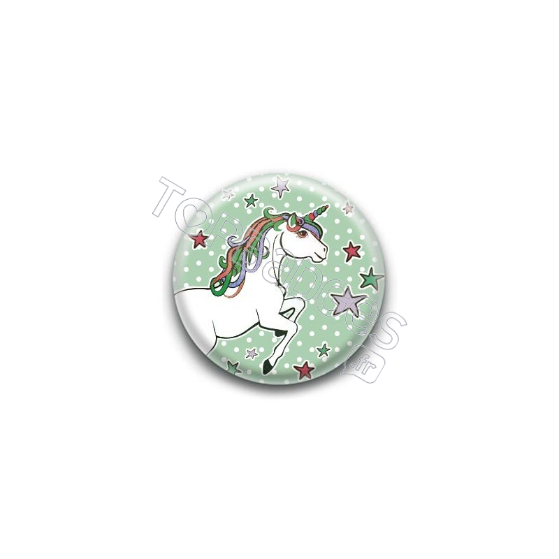 Badge : Licorne, fond vert