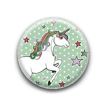 Badge : Licorne, fond vert