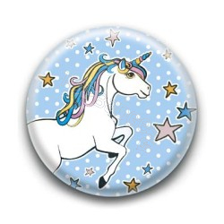 Badge : Licorne, fond bleu