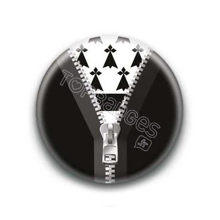 Badge Zip Noir Drapeau Breton