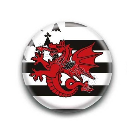 Badge Drapeau Dragon Rouge Breton