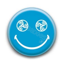 Badge : Smiley triskel bleu