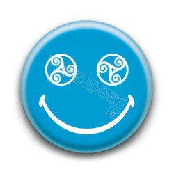 Badge : Smiley triskel bleu