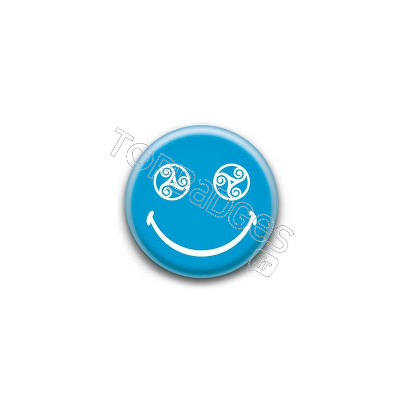 Badge : Smiley triskel bleu