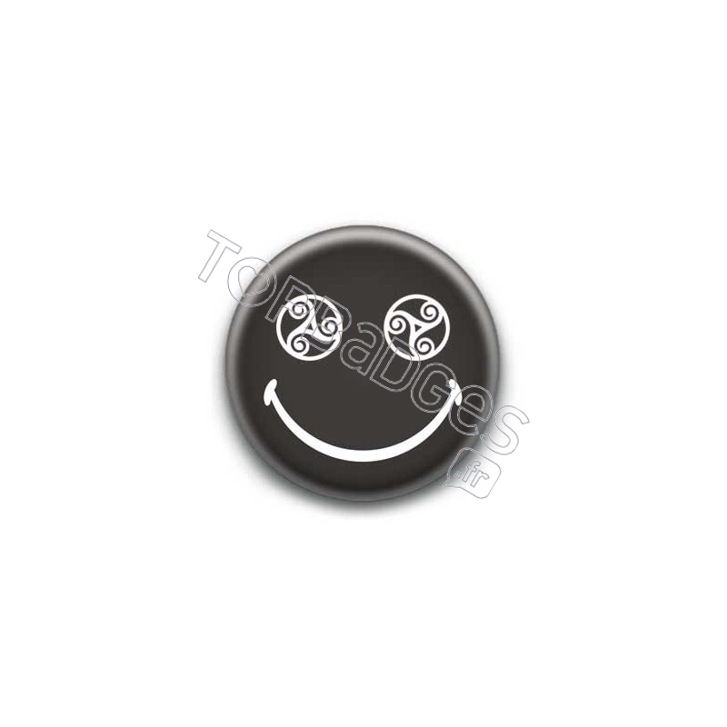 Badge : Smiley triskel noir